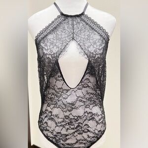 NWT Victoria’s Secret Black Lace Bodysuit Size L 
With Gift Box & Tissue